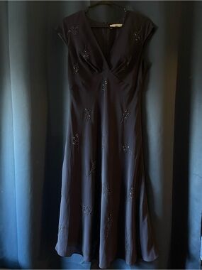 90s Navy beaded embellished Dress